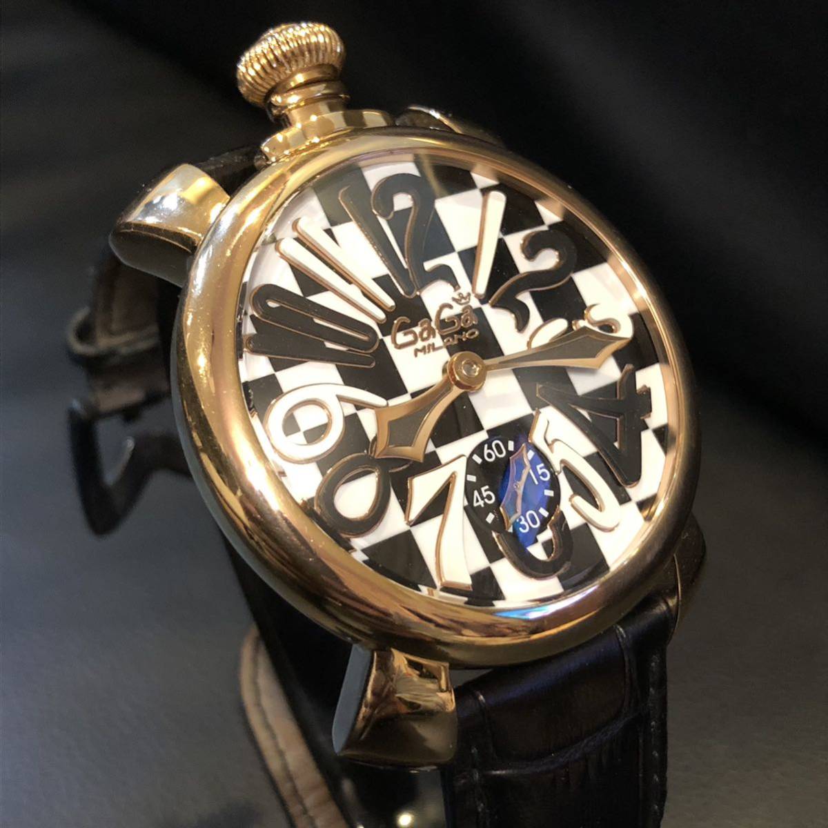 GAGA MILANO ガガミラノ マニュアーレ 48mm チェス盤 ゴールド GAGA MILANO ガガミラノ マニュアーレ 48mm チェス盤 ゴールド