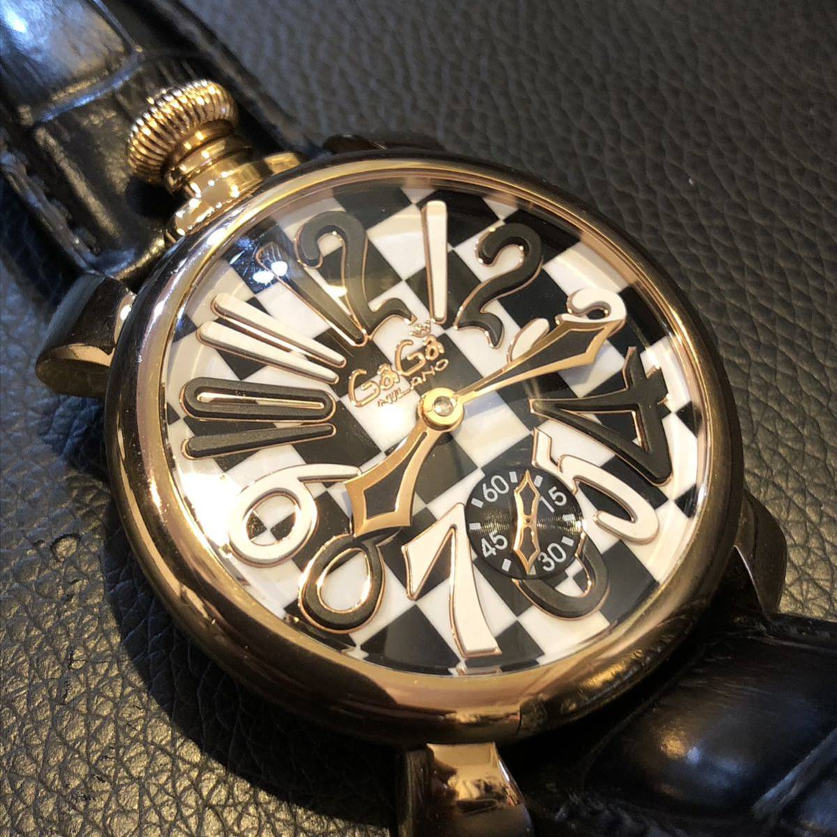 GAGA MILANO ガガミラノ マニュアーレ 48mm チェス盤 ゴールド GAGA MILANO ガガミラノ マニュアーレ 48mm チェス盤 ゴールド