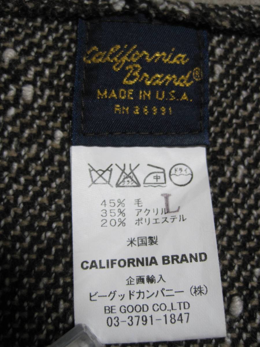 超特価!美品即決!米国製!CALIFORNIA BRAND カリフォルニア ブランド メンズ ウール ネップ生地 ベスト ジレ ブラウン Lサイズ MADE IN USA_画像5