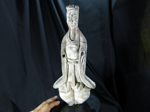 A　白衣観音式神像　江戸時代　木彫　神社　神像　信仰　奉納　宗教　神道_画像2