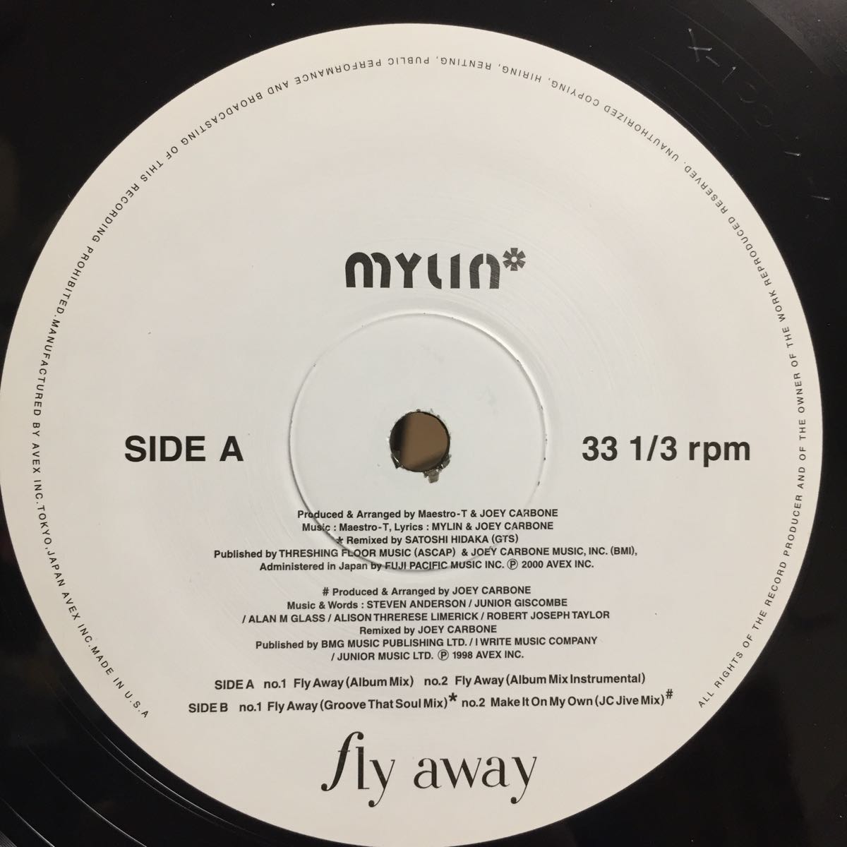 Mylin / Fly Away / Album Mix, Groove That Soul Mix, Make It On My Own (JC Jive Mix)_画像3