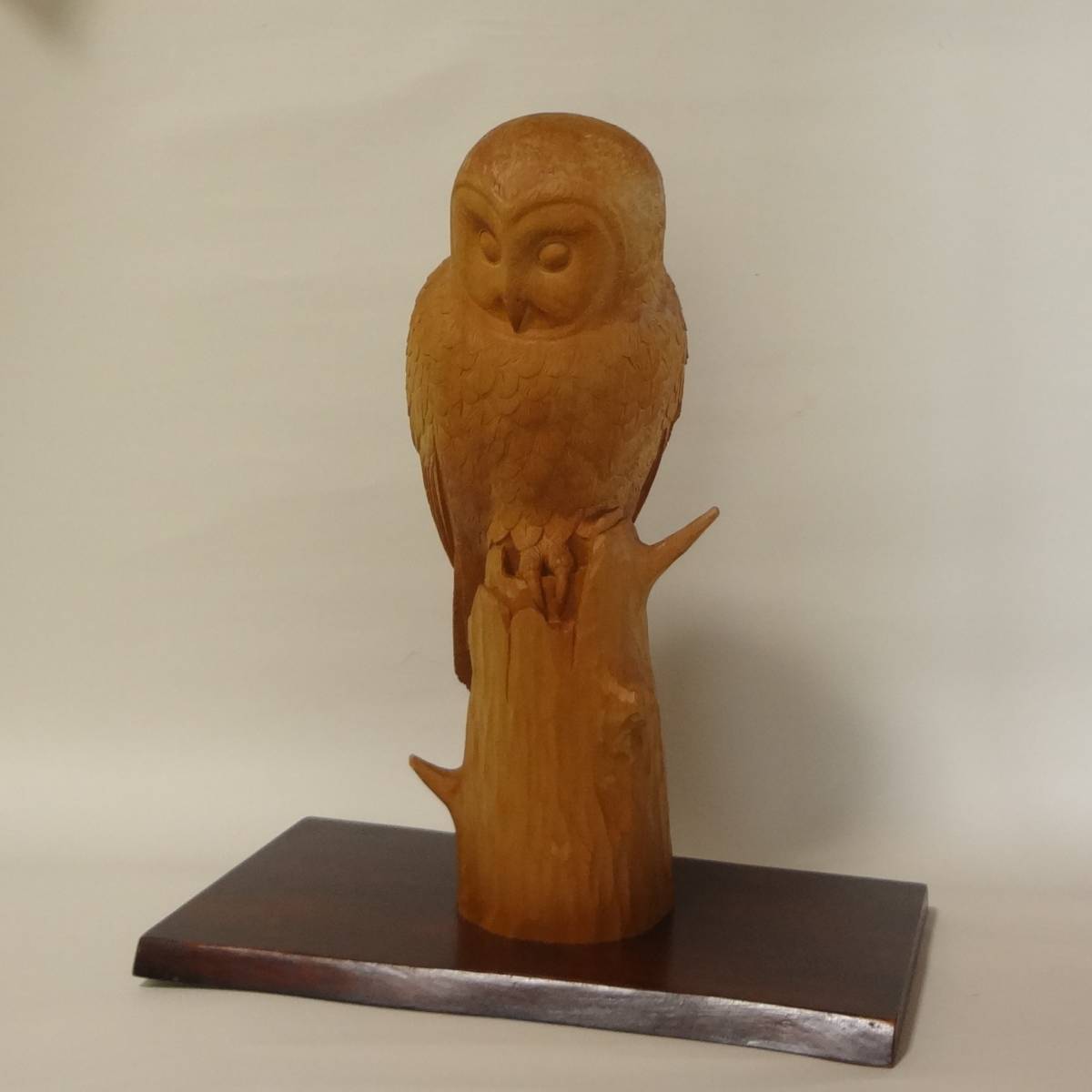  exhibitior work original tree sculpture art [ exist night. .] owl art art hinoki cypress material hinoki cypress bird tree carving sculpture hand made art