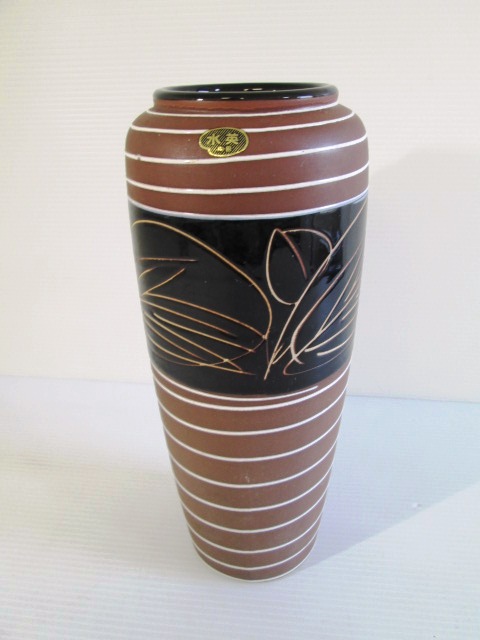 水英陶器　花入れ　花器　茶色　（高さ：30 cm）　お買い得品