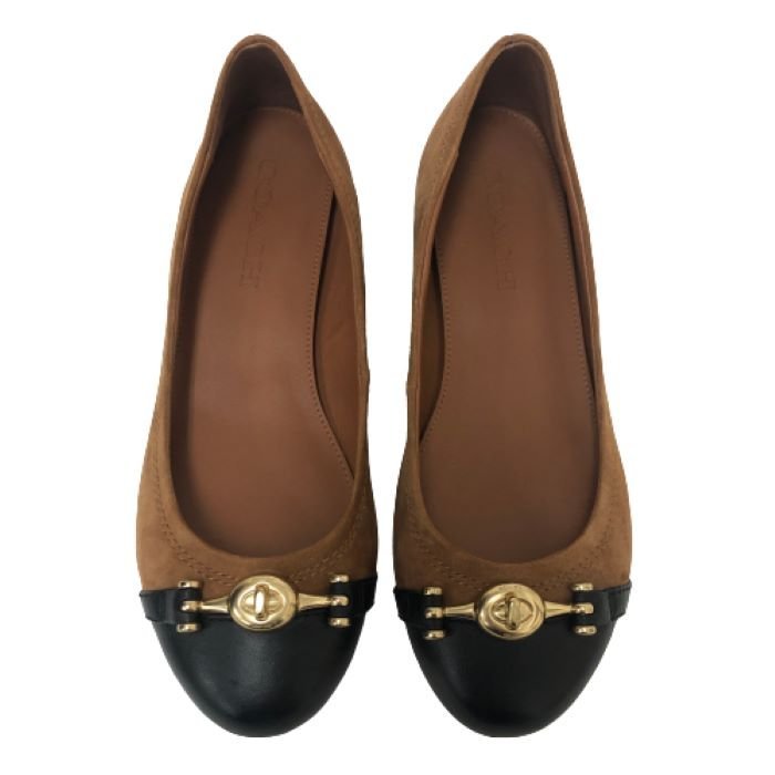  Coach COACH LEILA BALLET SUEDE round tu pumps flat shoes Brown 