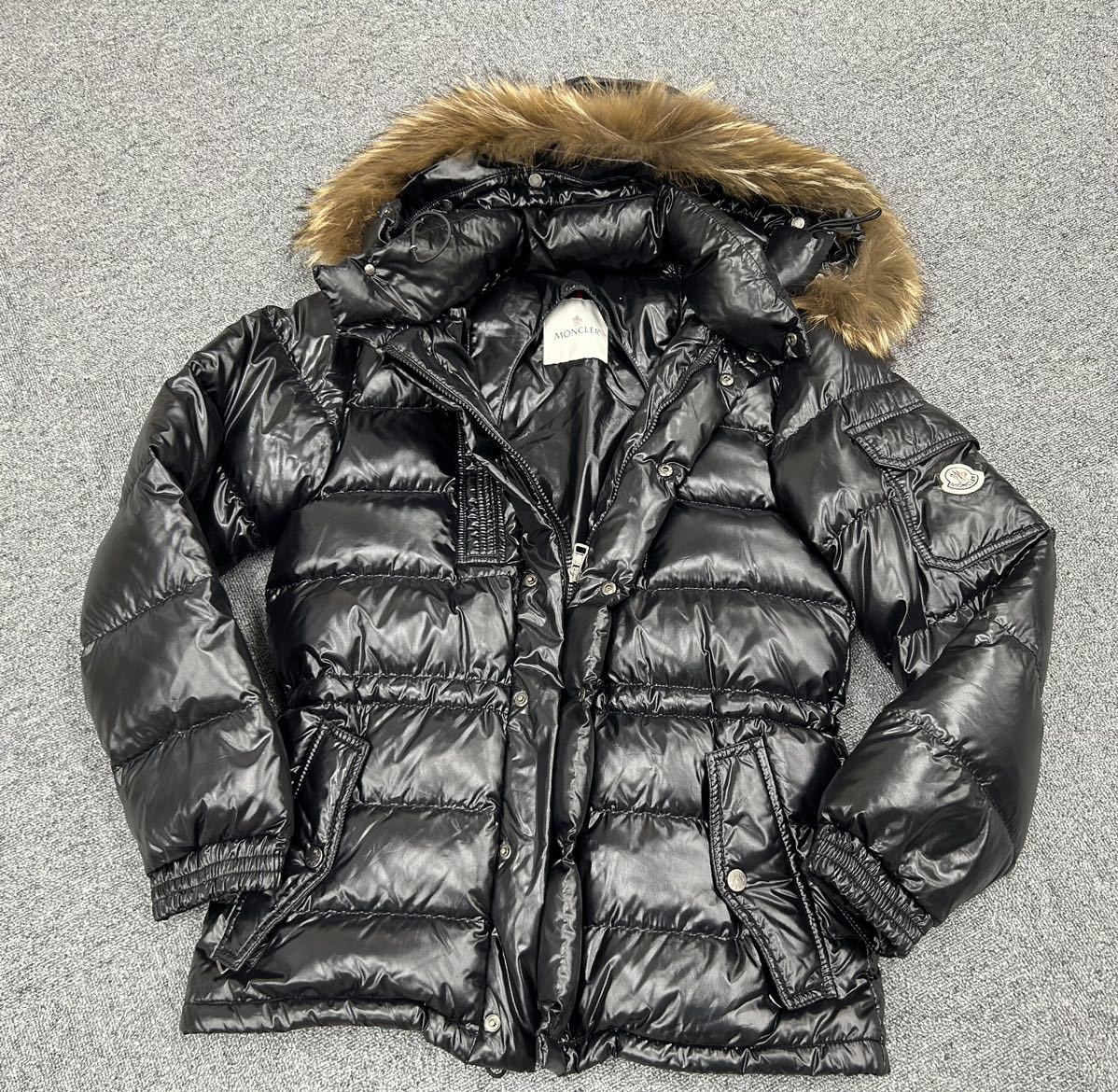 正規品美品MONCLER モンクレールRODブラックファーダウンジャケット0ブラック　ロッド　ビジネス　ダウンコート_画像1