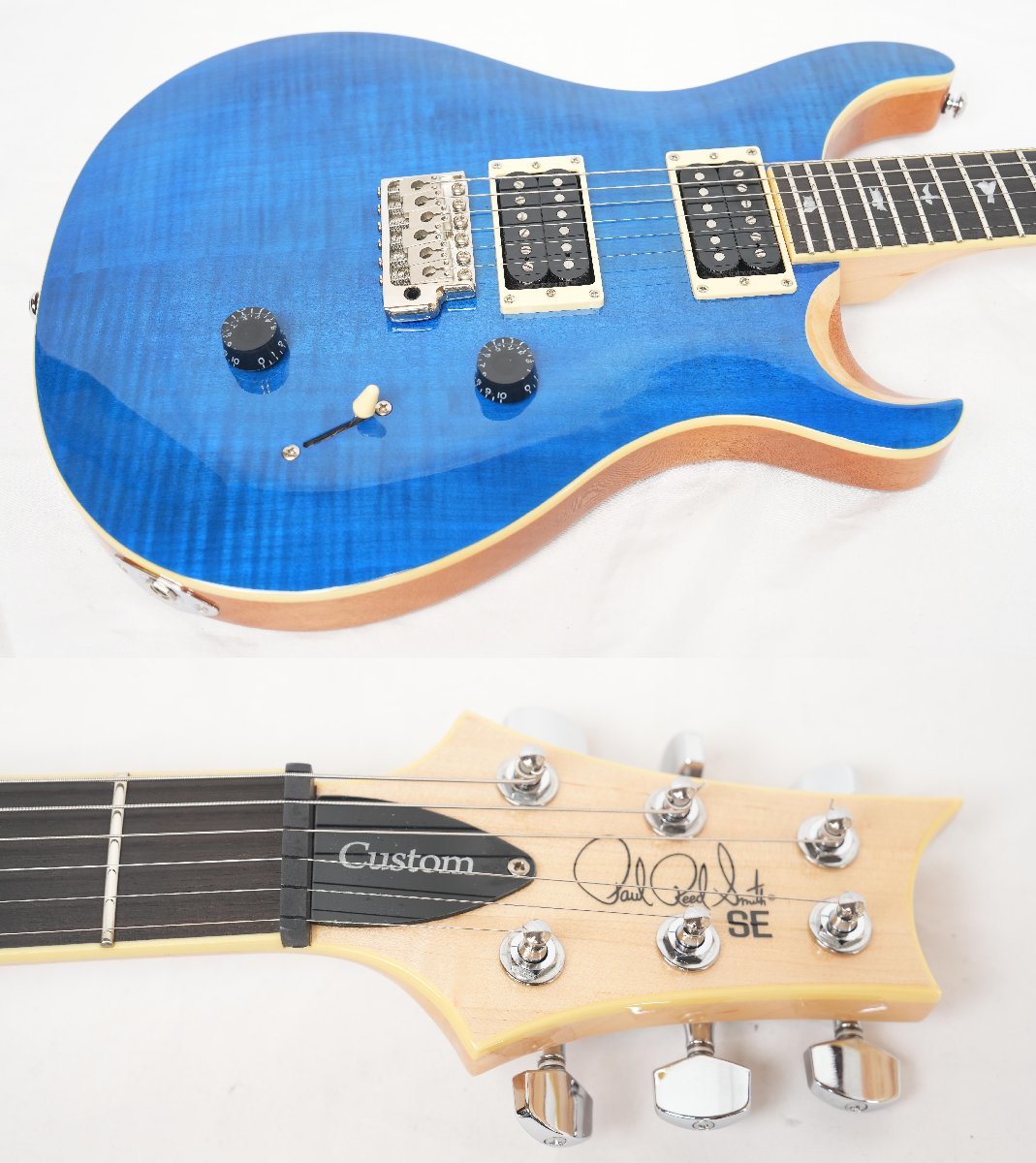 ロックギタ】 ☆PRS SE☆CUSTOM 24 BlueMatteo(Natural Back) フレイム