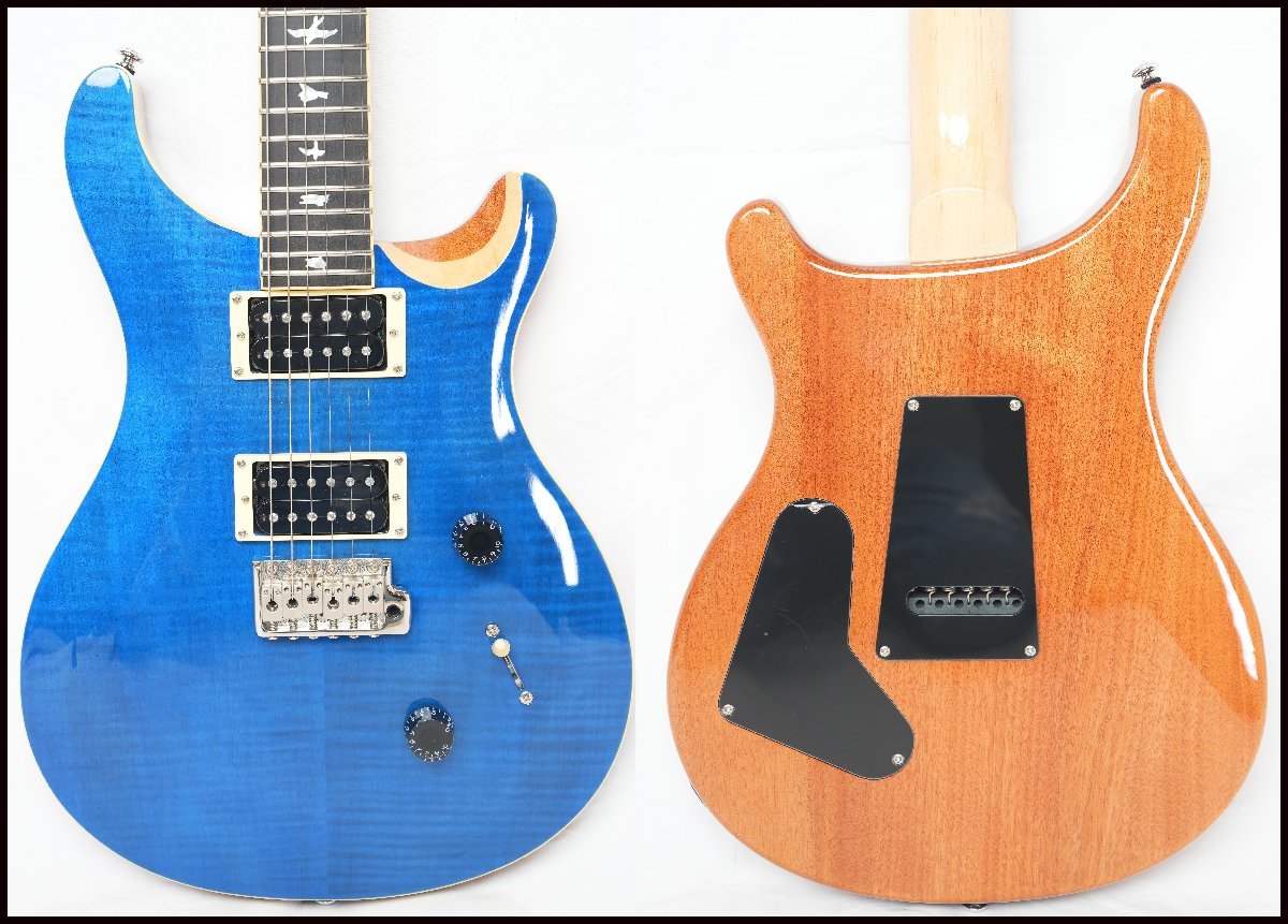 ロックギタ】 ☆PRS SE☆CUSTOM 24 BlueMatteo(Natural Back) フレイム