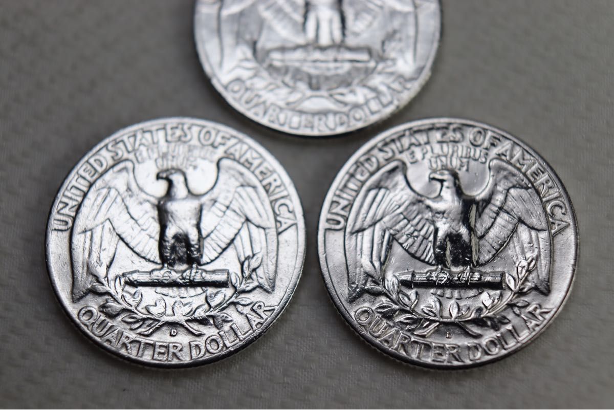 1960年代リバティ25セント銀貨(クォーターダラー)3枚 1960年代リバティ25セント銀貨(クォーターダラー)3枚