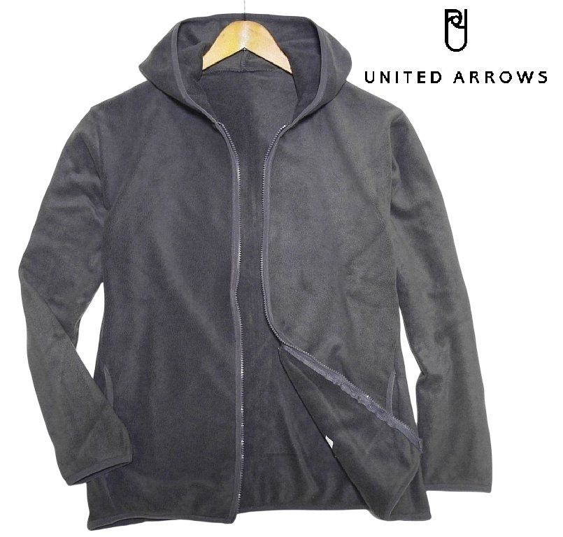 新品!! ユナイテッドアローズ 起毛 フリース ジップ パーカー グレー (L) ☆ UNITED ARROWS メンズ ジャケット パイピング 灰系 ★_画像1