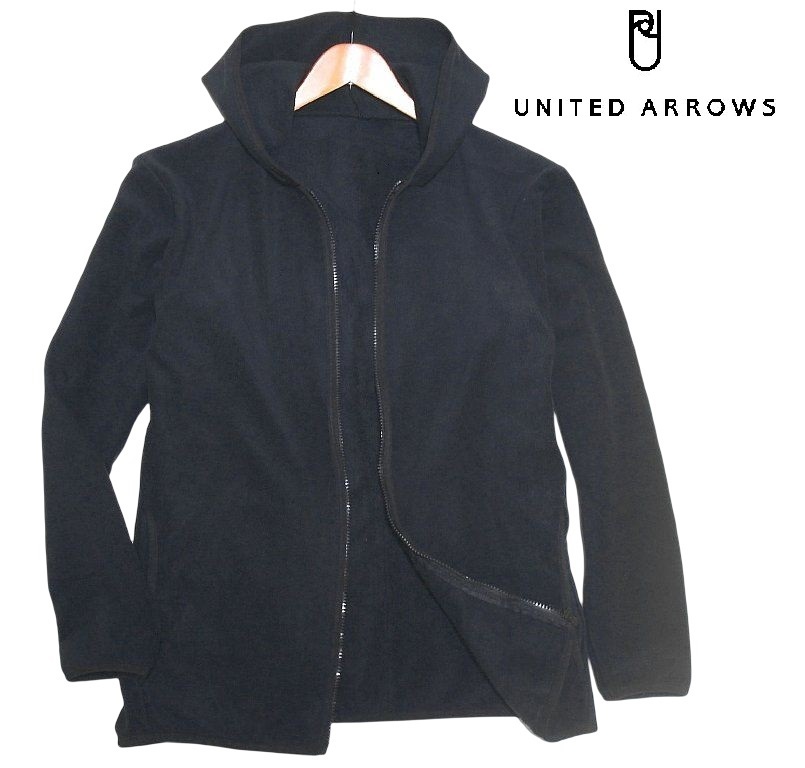  new goods!! United Arrows nappy fleece Zip Parker black (L) * UNITED ARROWS men's jacket piping black *