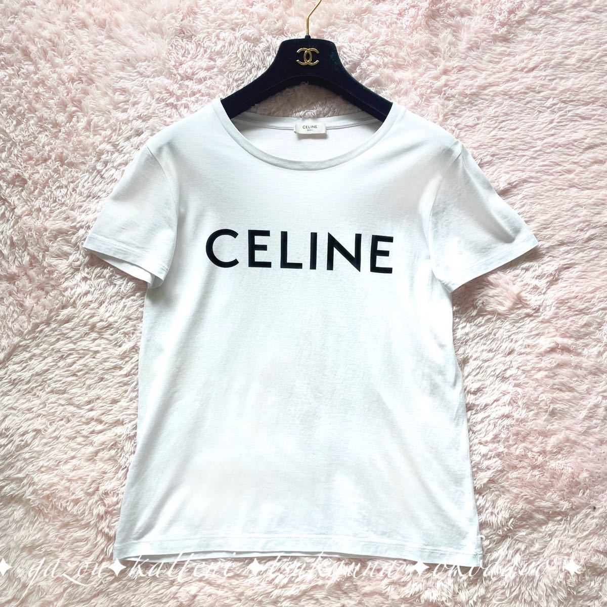CELINE セリーヌ ブランドロゴ Tシャツ コットン 白 ホワイト クルー