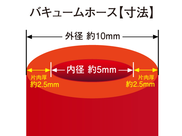 【倍！倍！ストア】 強化 シリコンホース 耐熱 ホース バキューム ホース 内径5Φ 長さ1m 赤色 接続 汎用品 ロゴマーク無し_画像3