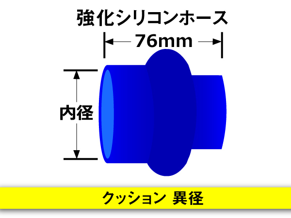 【倍！倍！ストア】 強化シリコンホース クッション 異径 内径 57⇒76Φ 青色 長さ76mm ロゴマーク無し 接続 耐熱 汎用_画像5