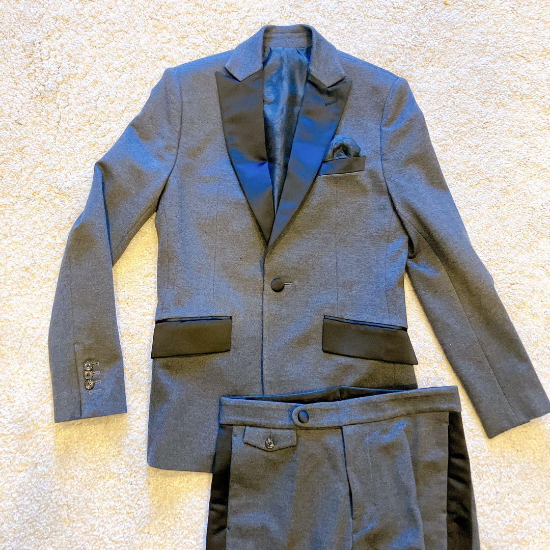 unopyuunoug.-retore tuxedo suit setup suit gray M 1PIU1UGUALE3 LEON flexible M men's party formal 