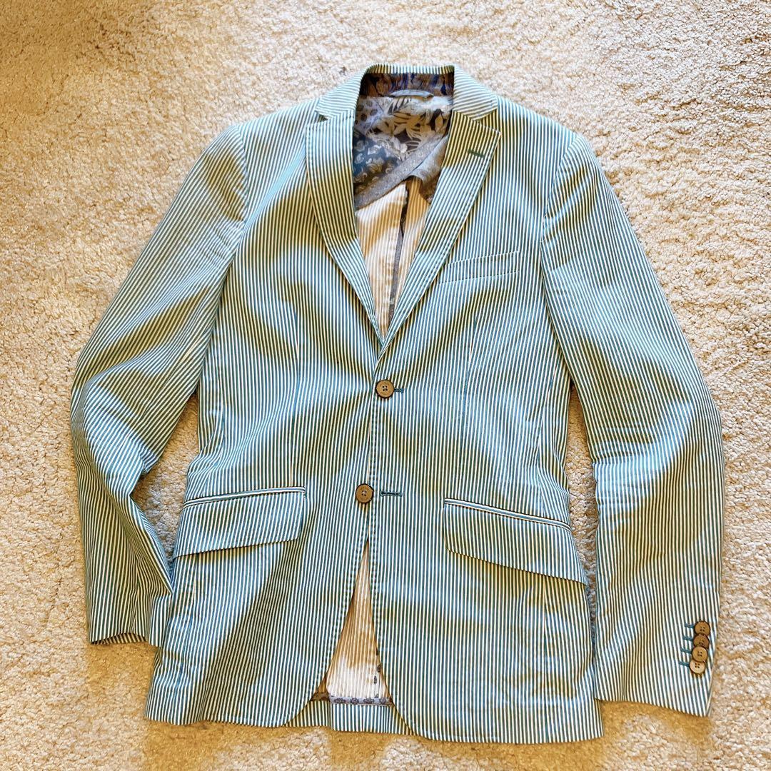 ETRO エトロ セットアップスーツ グリーン ストライプ ペイズリー柄