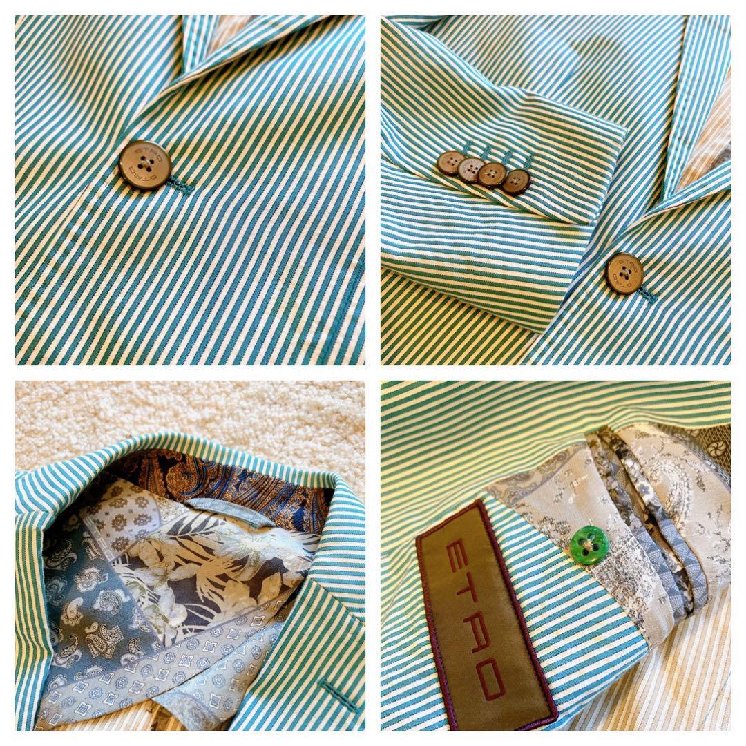 ETRO エトロ セットアップスーツ グリーン ストライプ ペイズリー柄