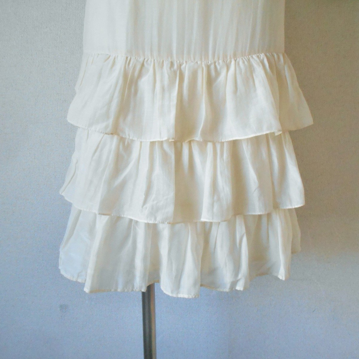 ブルーデブレス BLUE DE BRESSE 絹 シルク 混 春 夏 段々 の 可愛い スカート 38_画像3