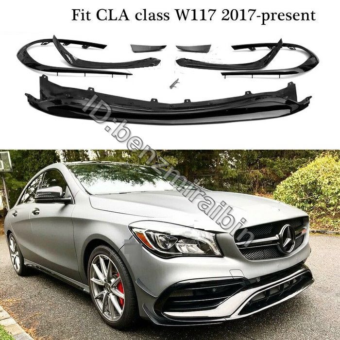 W117 front bumper lip Mercedes CLA Class C117 CLA180 CLA200 CLA250 CLA 45 AMG 2017 2018 black shooting break 