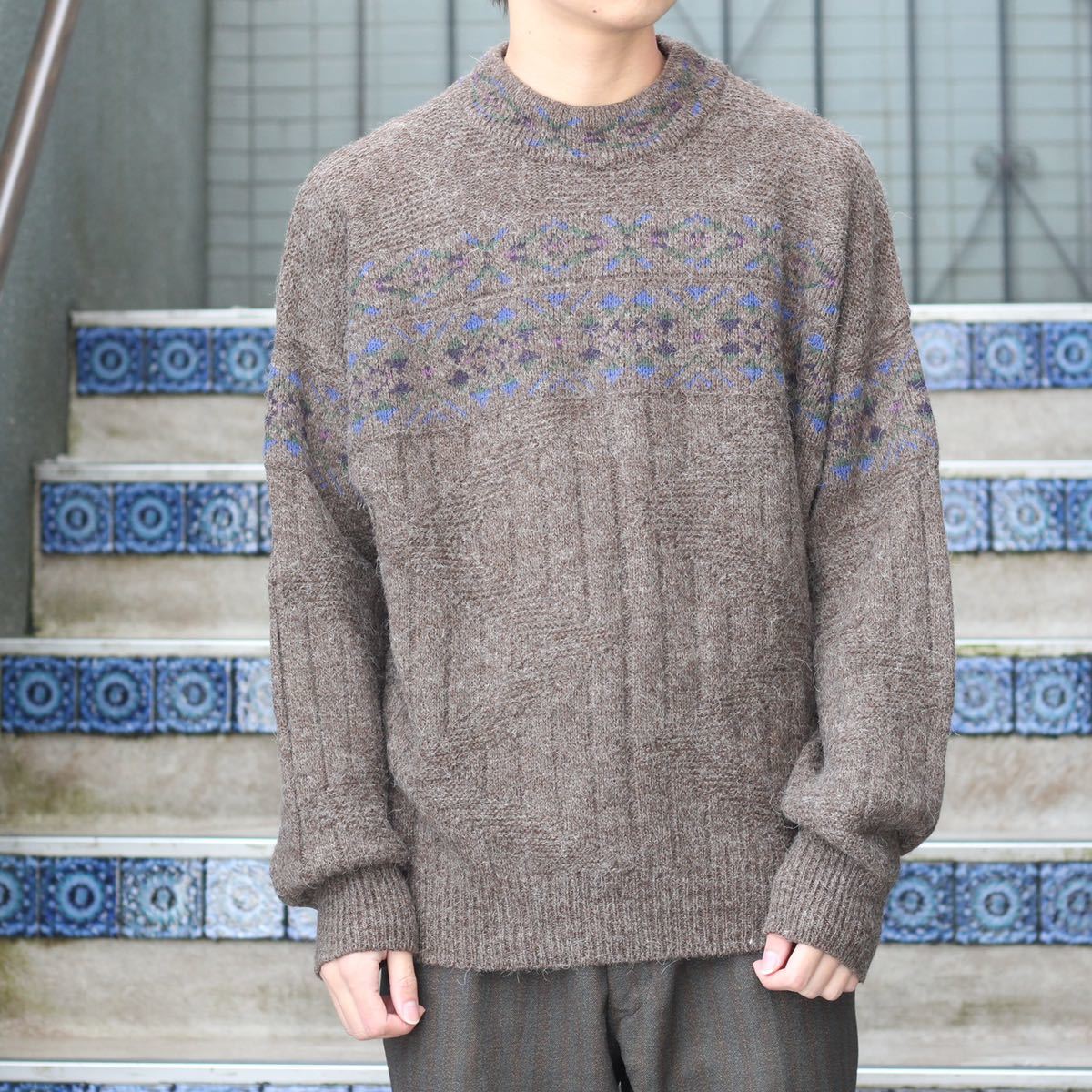 EU VINTAGE PATTERNED DESIGN KNIT/ヨーロッパ古着柄デザインニット