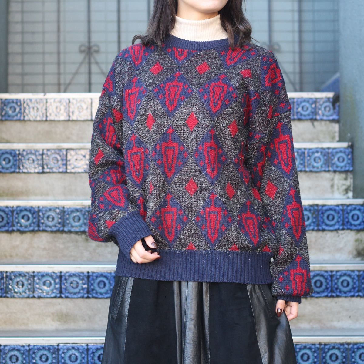 USA VINTAGE PATTERNED DESIGN KNIT/アメリカ古着柄デザインニット