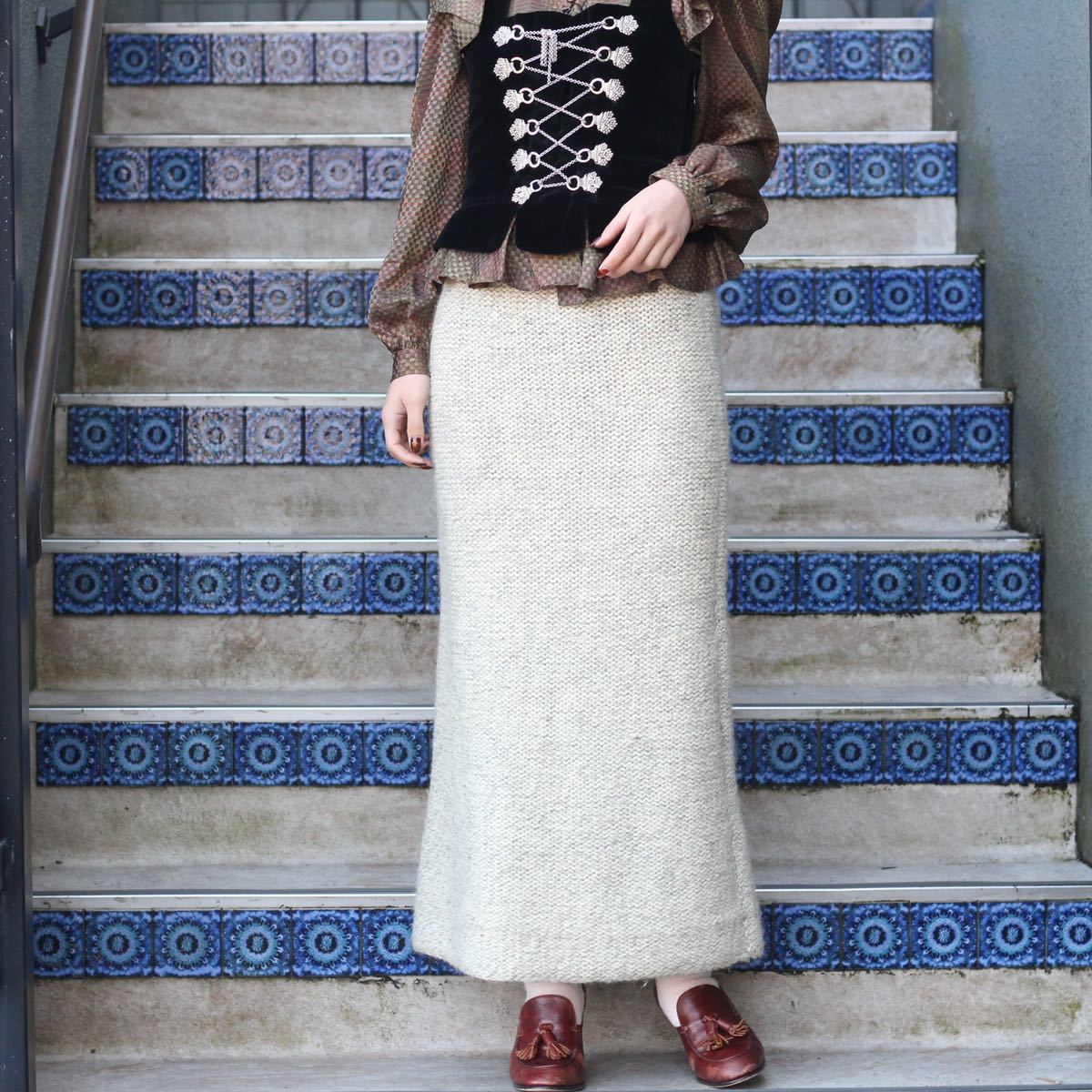 *SPECIAL ITEM* USA VINTAGE HAND MADE KNIT LONG SKIRT/アメリカ古着ハンドメイドニットロングスカート