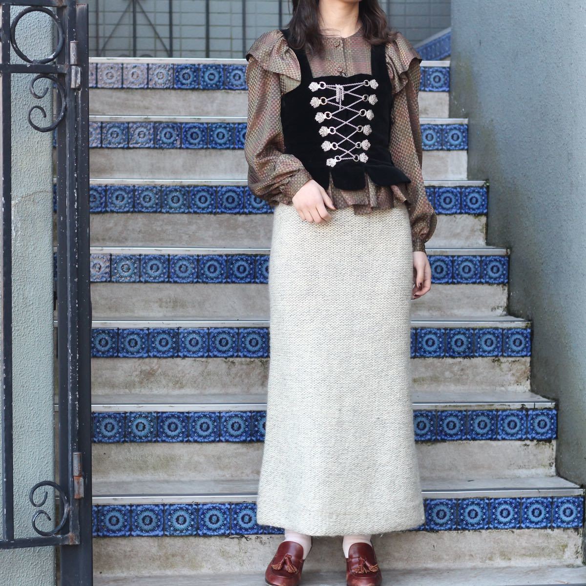 SPECIAL ITEM USA VINTAGE HAND MADE KNIT LONG SKIRT/アメリカ古着