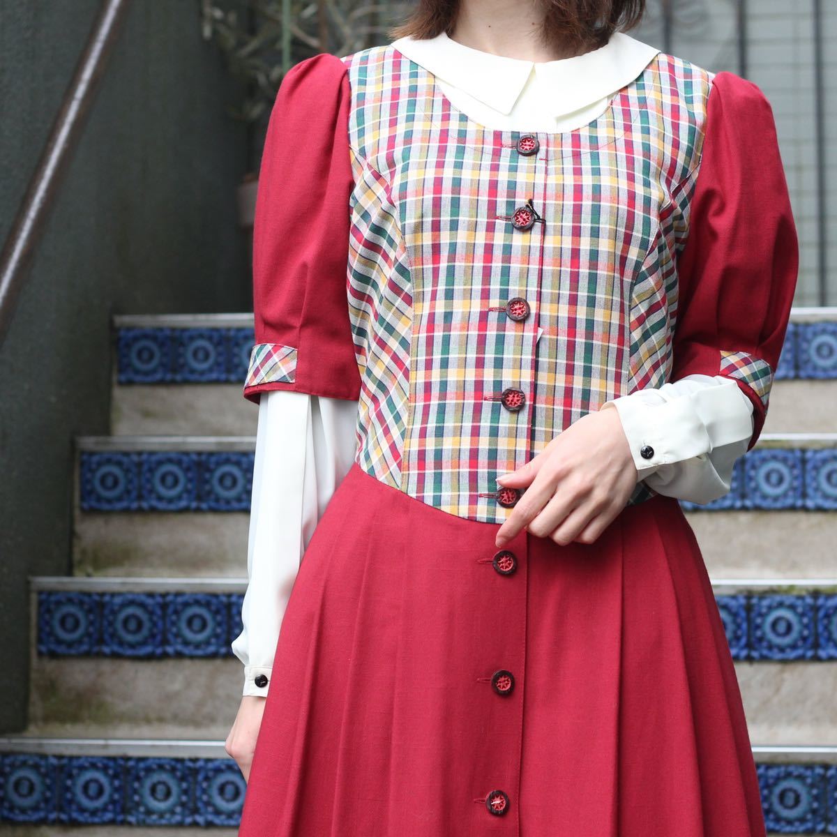 SPECIAL ITEM* EU VINTAGE ヨーロッパ古着チェック柄切替フロント