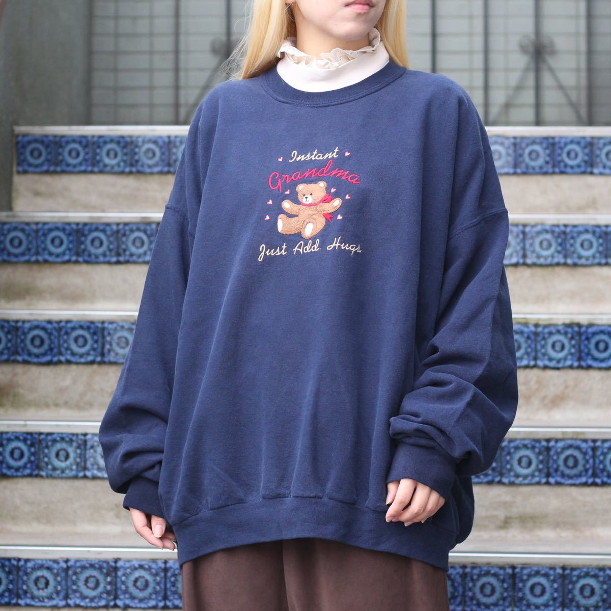 USA VINTAGE ESCAPE TEDDY BEAR DESIGN OVER SWEAT SHIRT/アメリカ古着テディベアデザインオーバースウェット