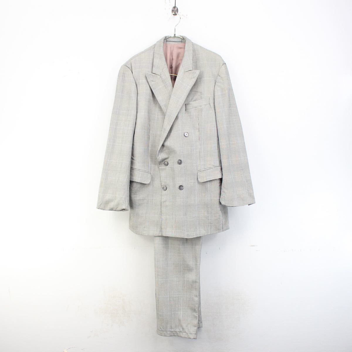 EU VINTAGE JOHN FOSTER MADE IN ENGLAND/ヨーロッパ古着チェック柄ダブルジャケットセットアップスーツ