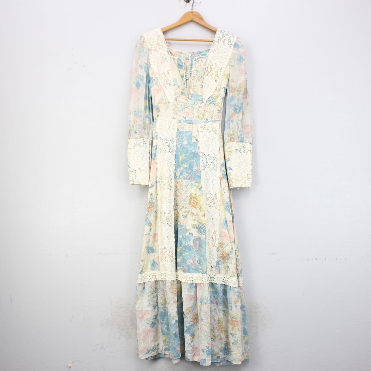 *SPECIAL ITEM 70's USA VINTAGE FLOWER PATTERNED LACE DRESS ONE PIECE/70年代アメリカ古着花柄レースドレスワンピース_画像4