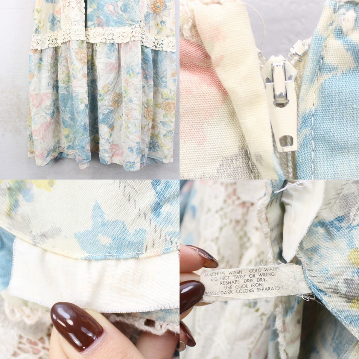 *SPECIAL ITEM 70's USA VINTAGE FLOWER PATTERNED LACE DRESS ONE PIECE/70年代アメリカ古着花柄レースドレスワンピース_画像10