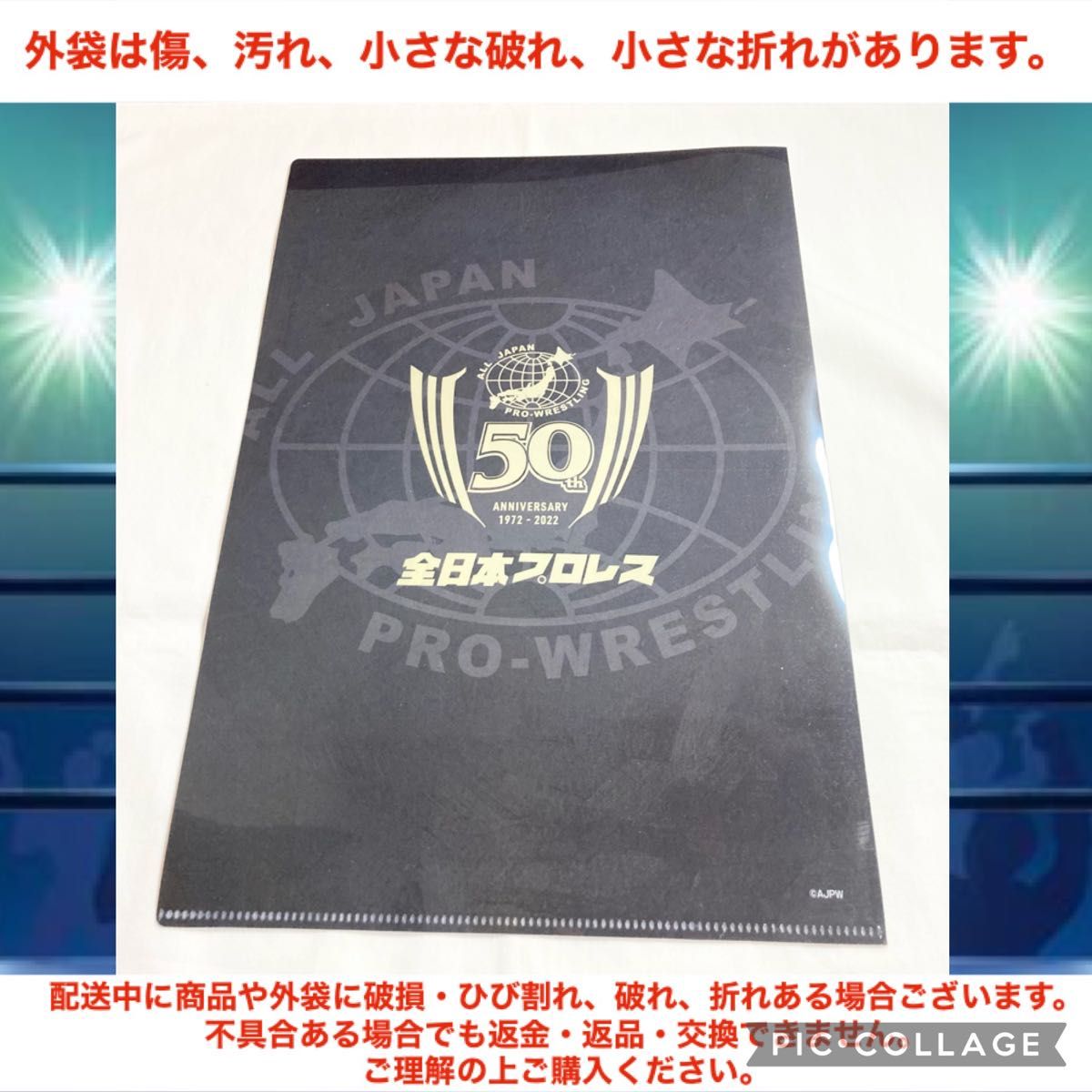 全日本プロレスくじ　50周年記念　C賞　クリアファイル　ステッカー　田上明　全日本プロレス　プロレス　プロレスくじ