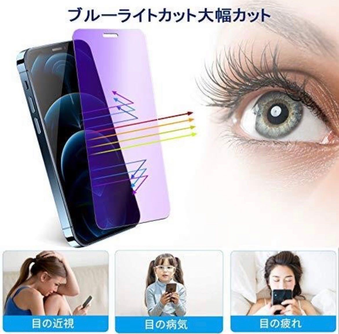 【iPhone 14 Pro】ブルーライト99%カットガラスフィルム　ブルーライトカット 強化ガラス ガラスフィルム 保護フィルム