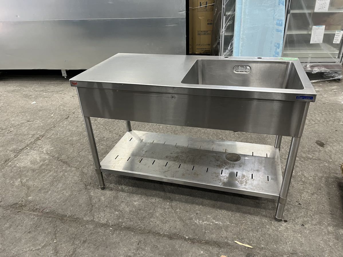 9100円 M-859 マルゼン 作業台、水切り付き1槽シンク 幅1200 9100円 M-859 マルゼン 作業台、水切り付き1槽シンク 幅1200