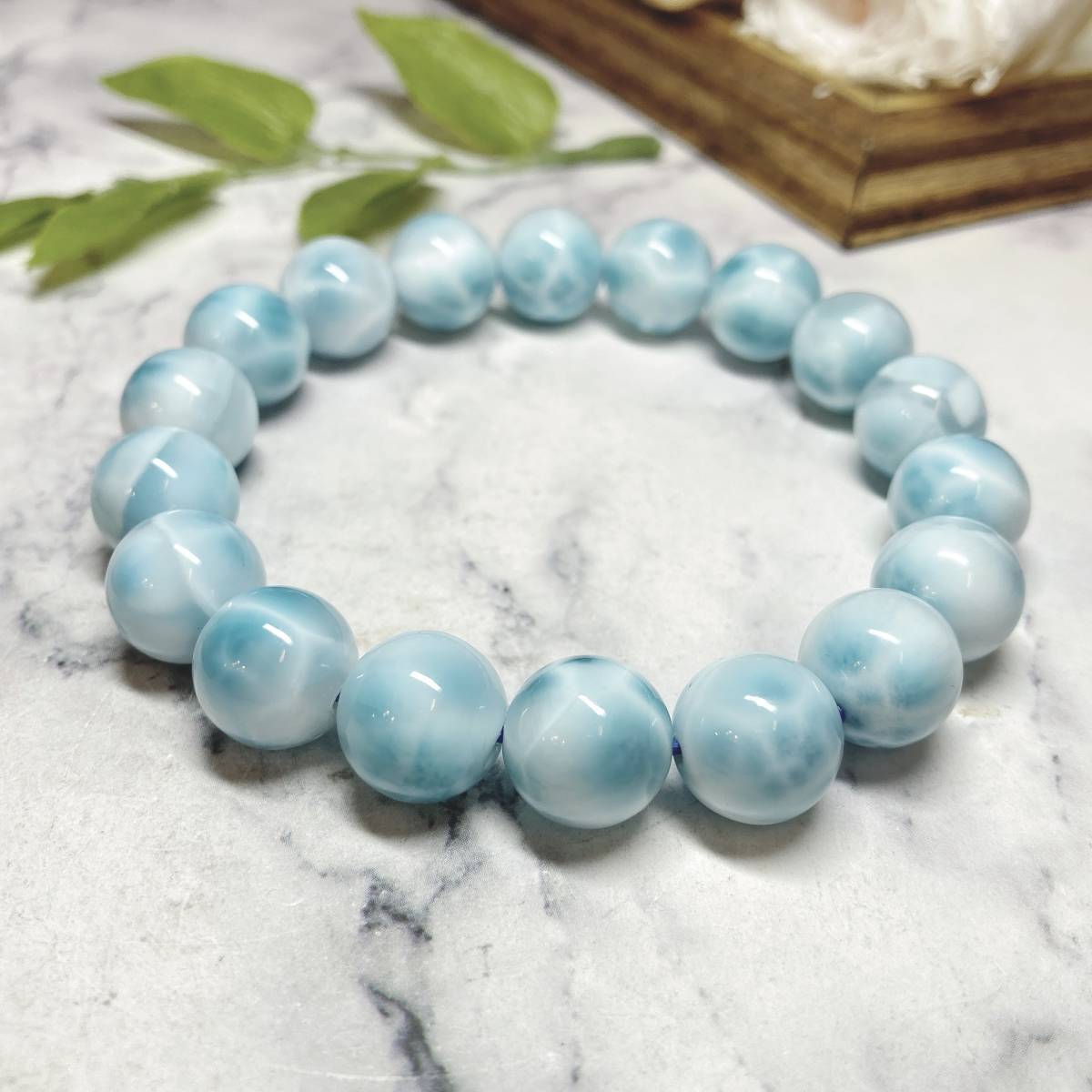 【E4865】AAAAA＊ラリマー＊11.5㎜＊ブレスレット＊高品質＊Larimar＊_画像2