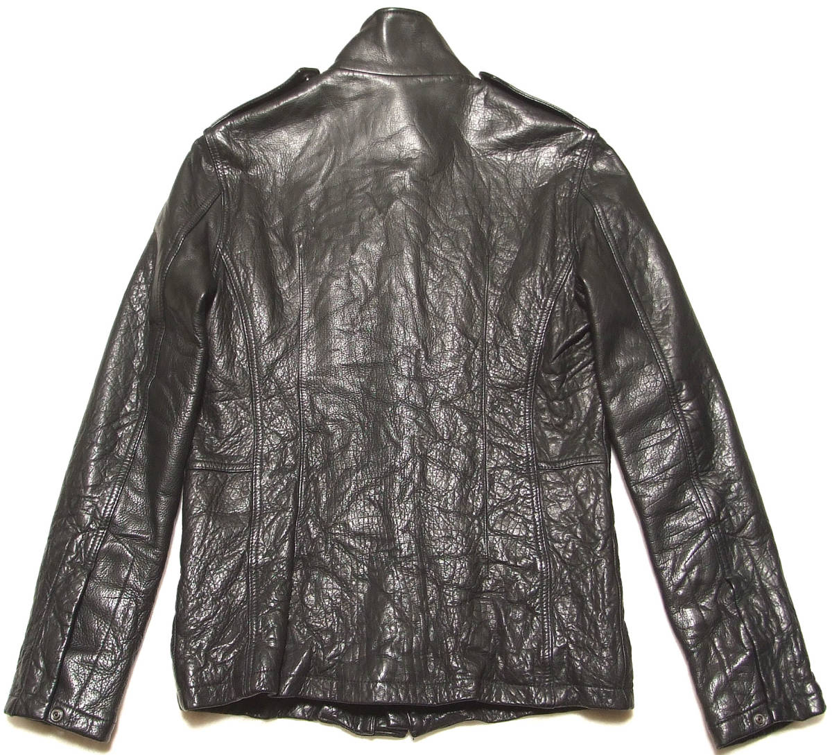 ■AKM LEATHER SAFARI JACKET【S-BK】ITALIAN KALF20万円超！新同極美品_画像4