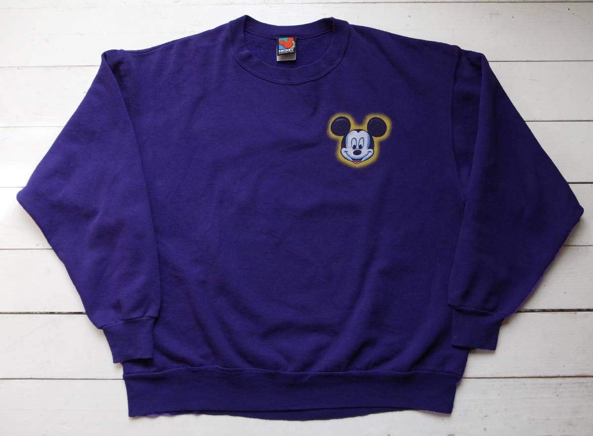 90's ミッキーマウス 両面プリント スウェット L 紫 USA製　ビンテージ Disny MICKEY MOUSE_画像2