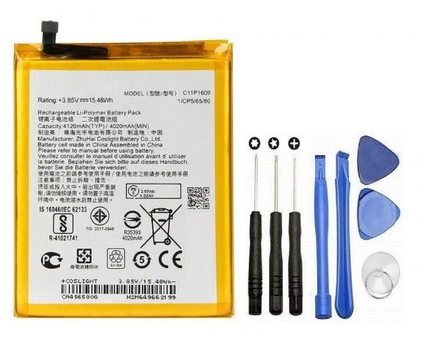 【新品】ZenFone 3 Max (ZC553KL) Zenfone4 max (ZC520KL) 交換用 電池パック 互換 バッテリー C11P1609 3.85V 4120mAh 工具付き E222の画像1