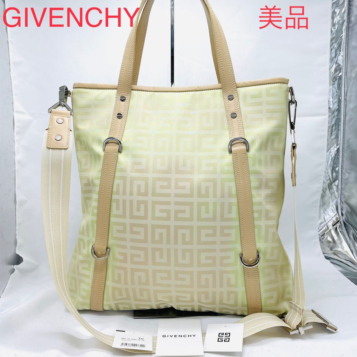 希少 美品 GIVENCHY ジバンシー トートバッグ 総柄 2way Gロゴ-