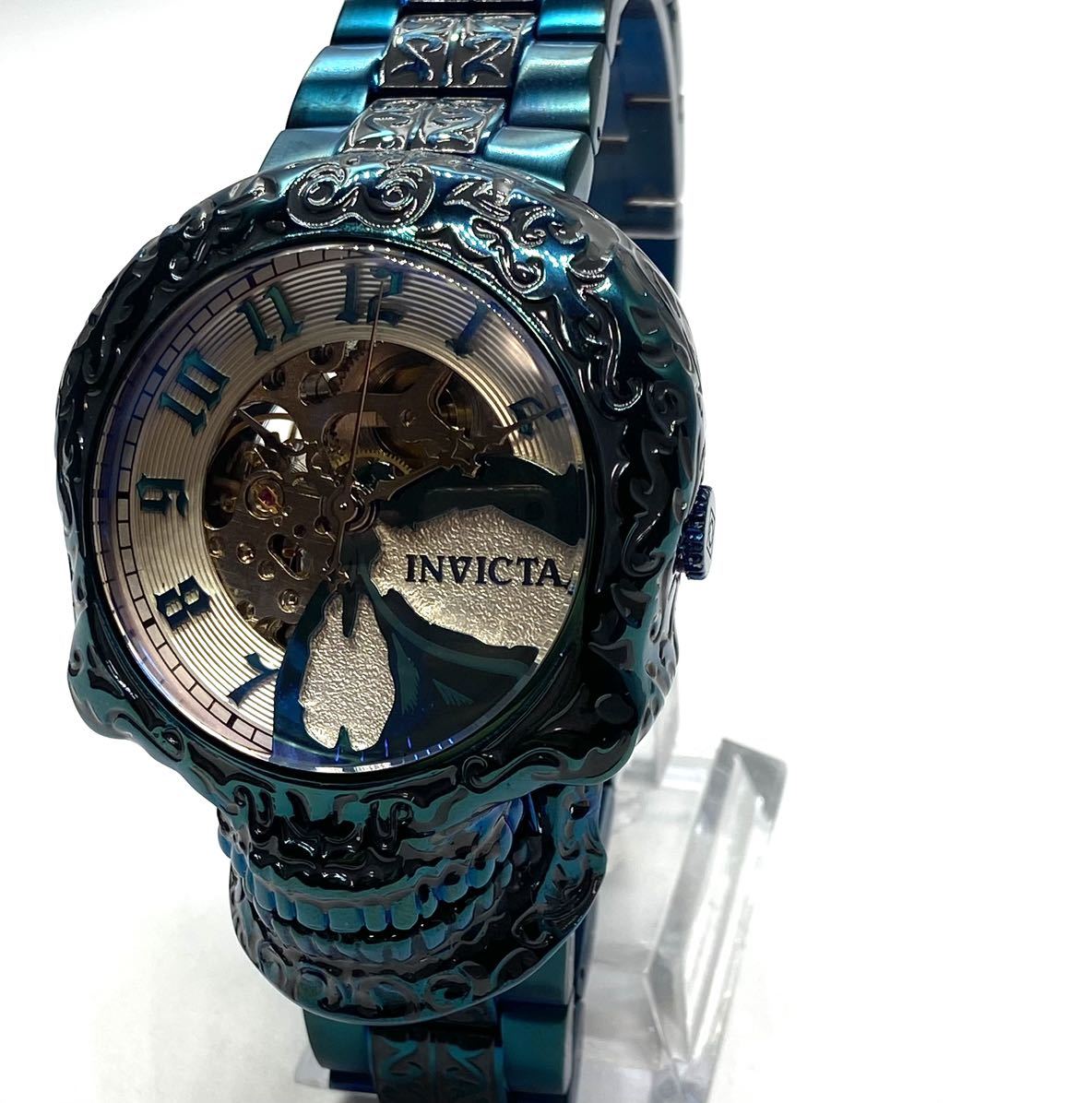 [ regular price 23 ten thousand jpy!]* ultra rare! *teka -ply! in creel tainvicta artist men's Skull skull self-winding watch wristwatch stainless steel blue high class goods 