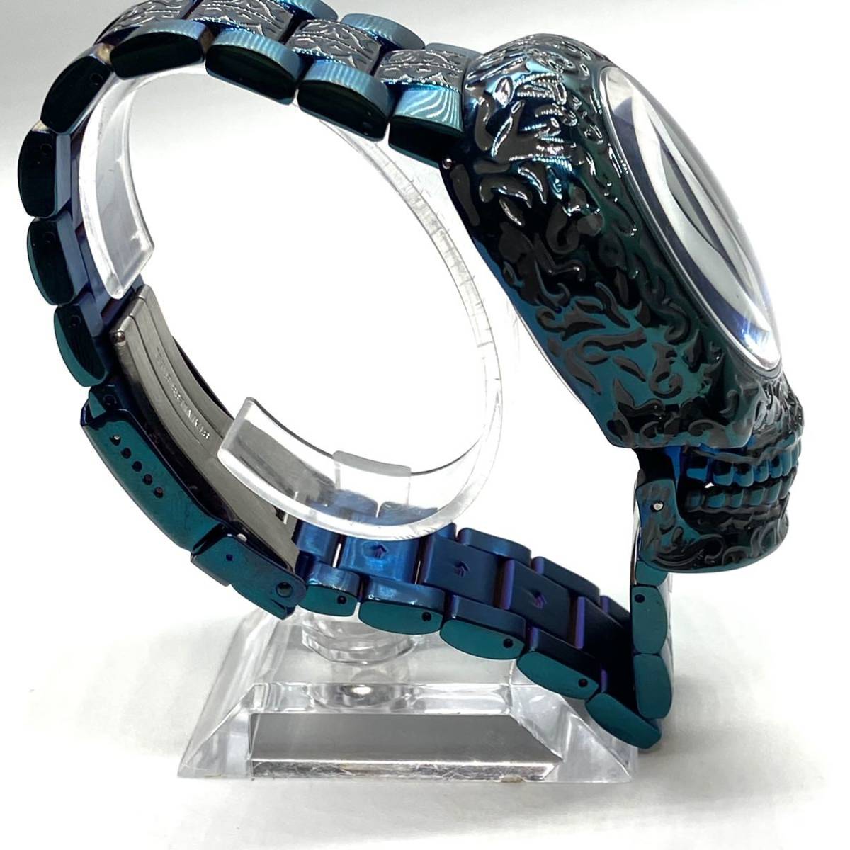 [ regular price 23 ten thousand jpy!]* ultra rare! *teka -ply! in creel tainvicta artist men's Skull skull self-winding watch wristwatch stainless steel blue high class goods 