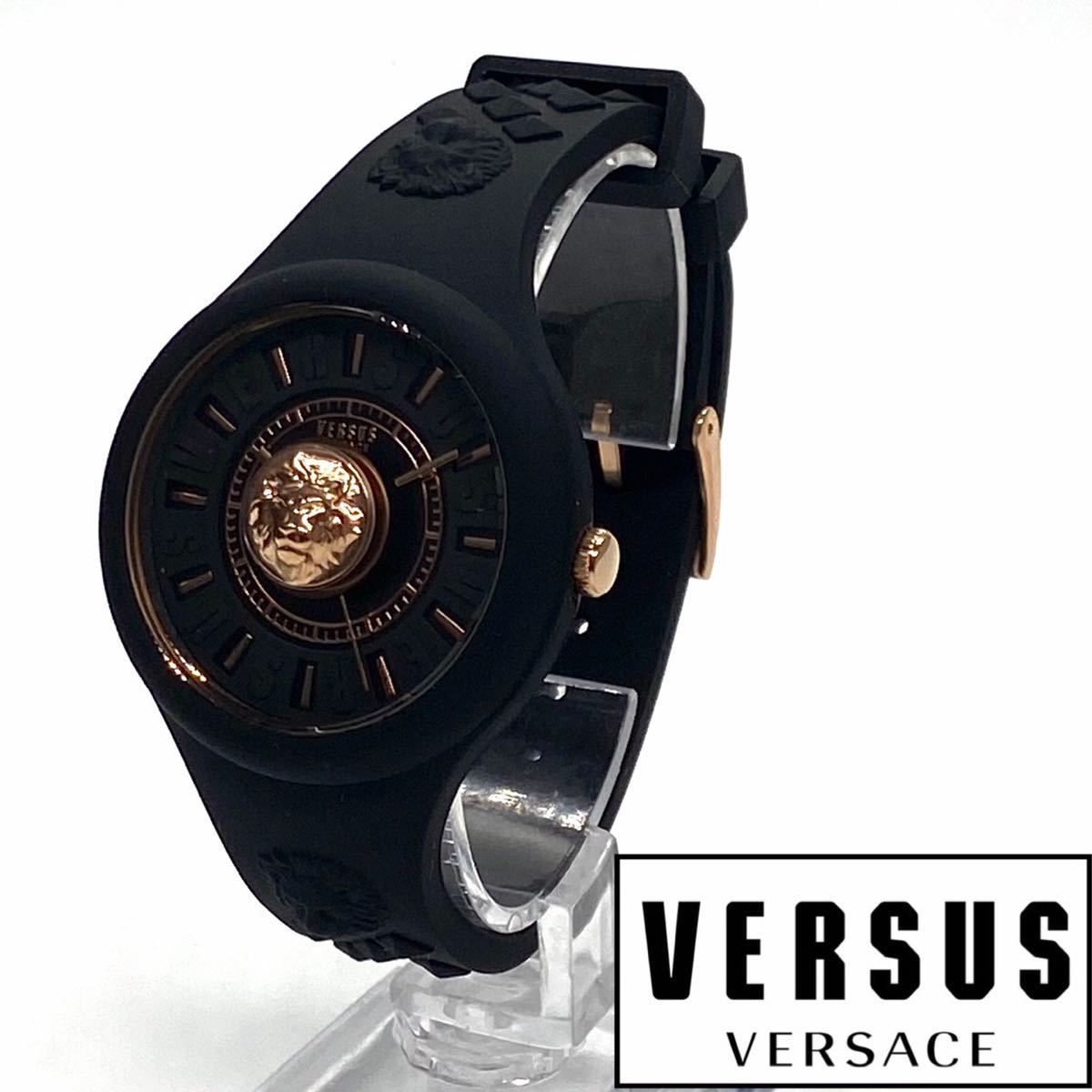 ★海外限定品!シンプルな美しさ! ヴェルサス ヴェルサーチ Versus Versace レディース 腕時計 クォーツ ラバー 高級ブランド ブラック 新品_画像1