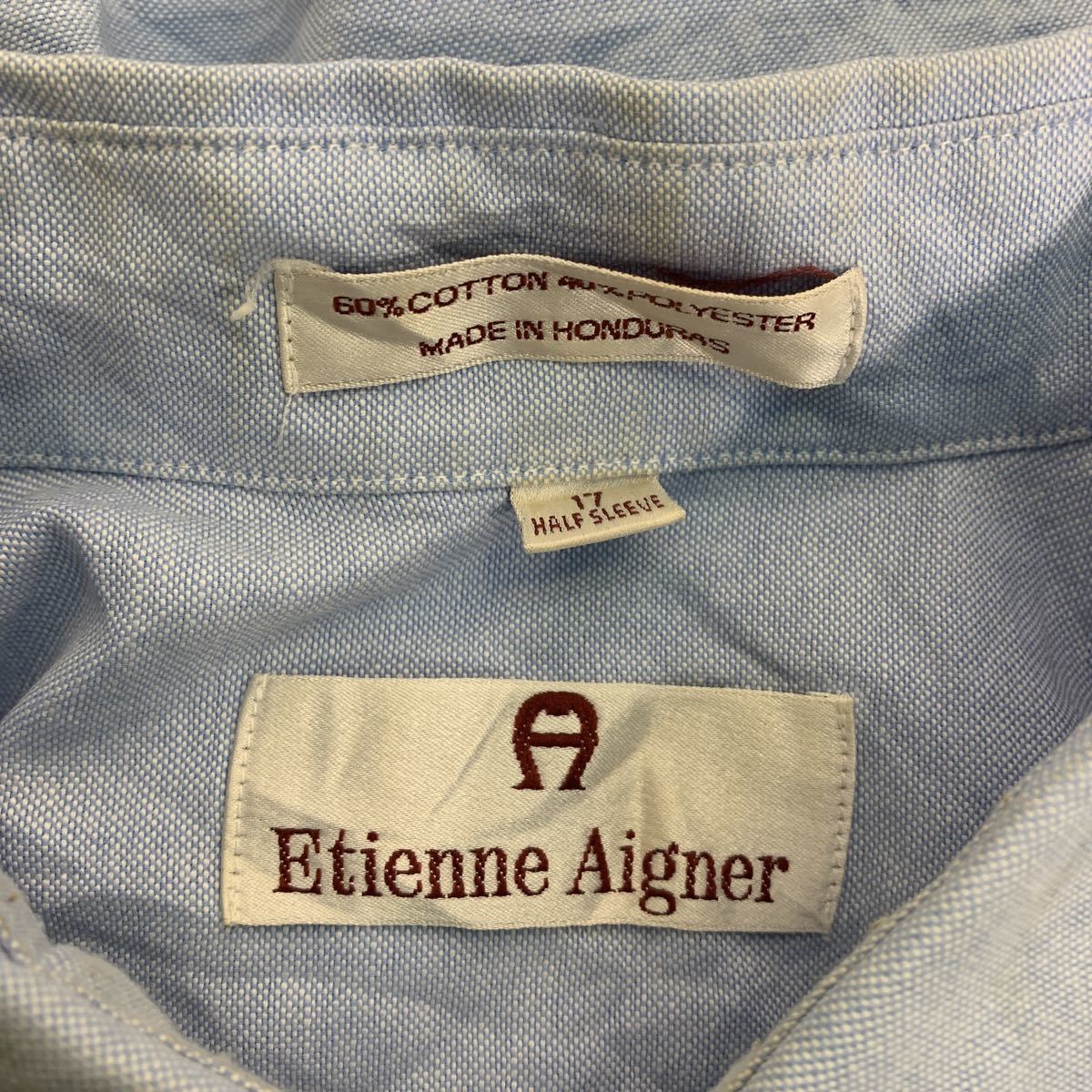 Etienne Aigner 半袖シャツ 17 XL ブルー ビッグサイズ シンプル 無地 古着卸 アメリカ仕入れ a406-5710_画像8