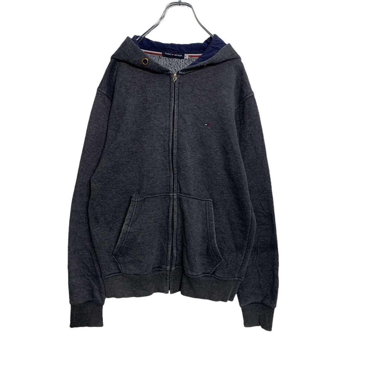 TOMMY HILFIGER ジップアップ スウェット パーカー S グレー トミーヒルフィガー ワンポイントロゴ 古着卸 アメリカ仕入れ a408-5793_画像1