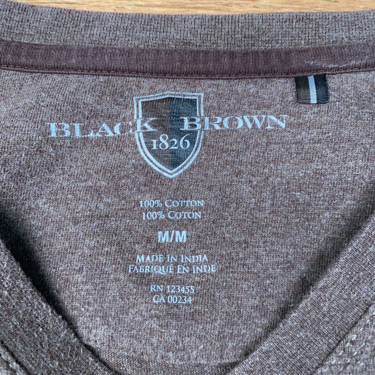 BLACK BROWN 長袖 Tシャツ M ブラウン 無地 シンプル Vネック ロンT 古着卸 アメリカ仕入れ a407-5480_画像7