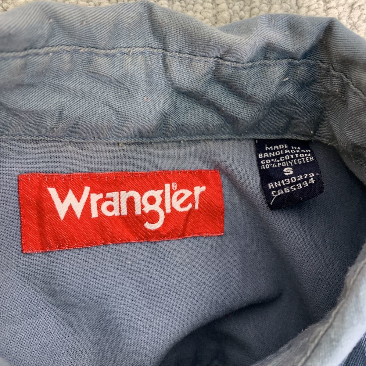 Wrangler 長袖 シャツ S ブルーグレー ラングラー 1ポケット ワークシャツ 無地 シンプル 古着卸 アメリカ仕入れ a409-5045_画像8
