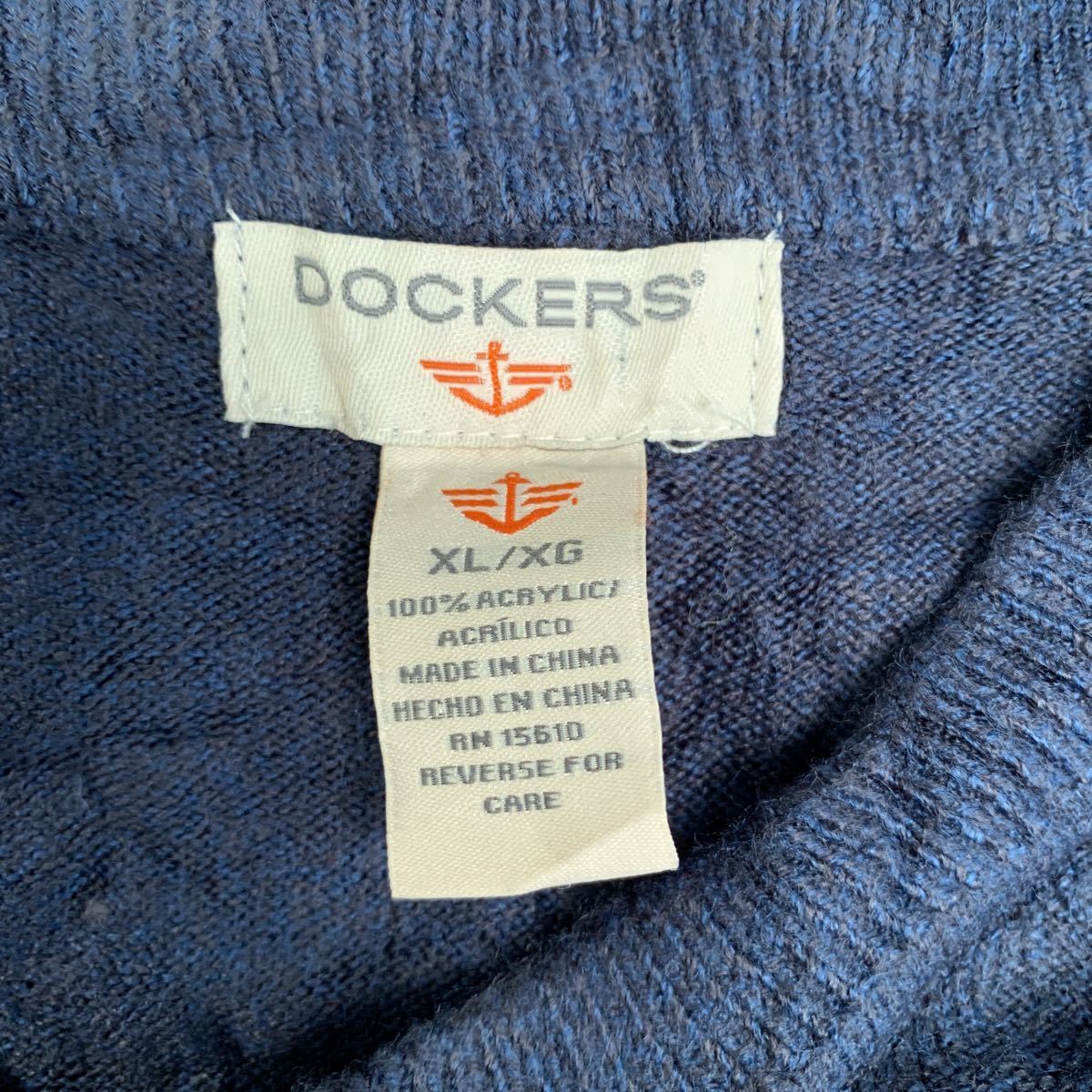 DOCKERS アクリル ニット セーター XL ネイビー 模様 薄手 ドッカーズ 古着卸 アメリカ仕入 a502-5317_画像7