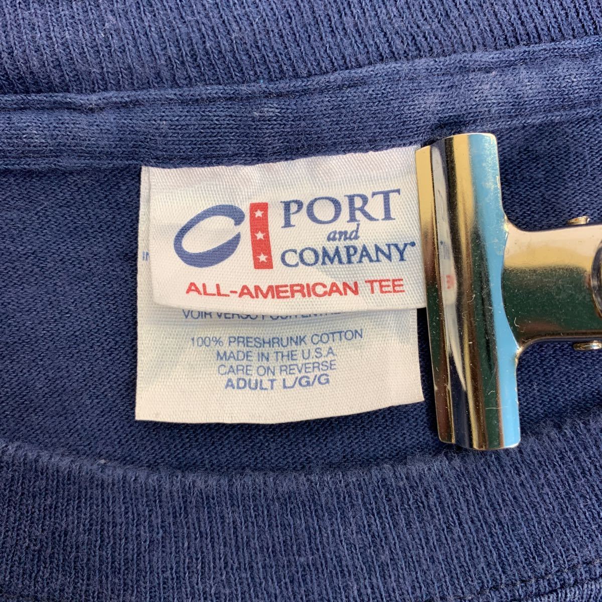 PORT and COMPANY 半袖 プリント Tシャツ L ネイビー ホワイト シェークハンド 古着卸 アメリカ仕入れ a407-6026_画像8