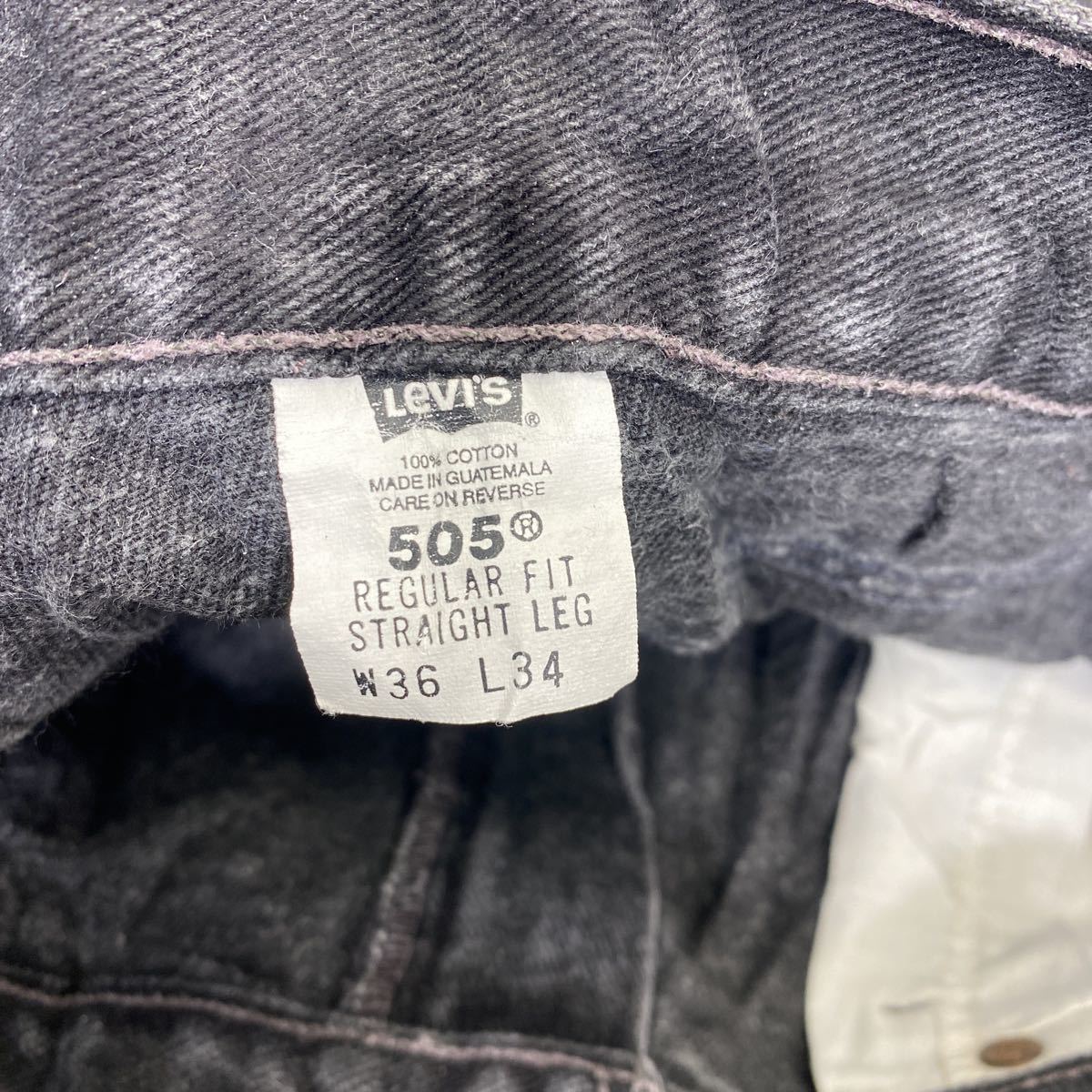 Levi's 505 デニムパンツ W36 リーバイス ビッグサイズ レギュラーフィット ストレート ブラック 古着卸 アメリカ仕入 2302-895_画像8