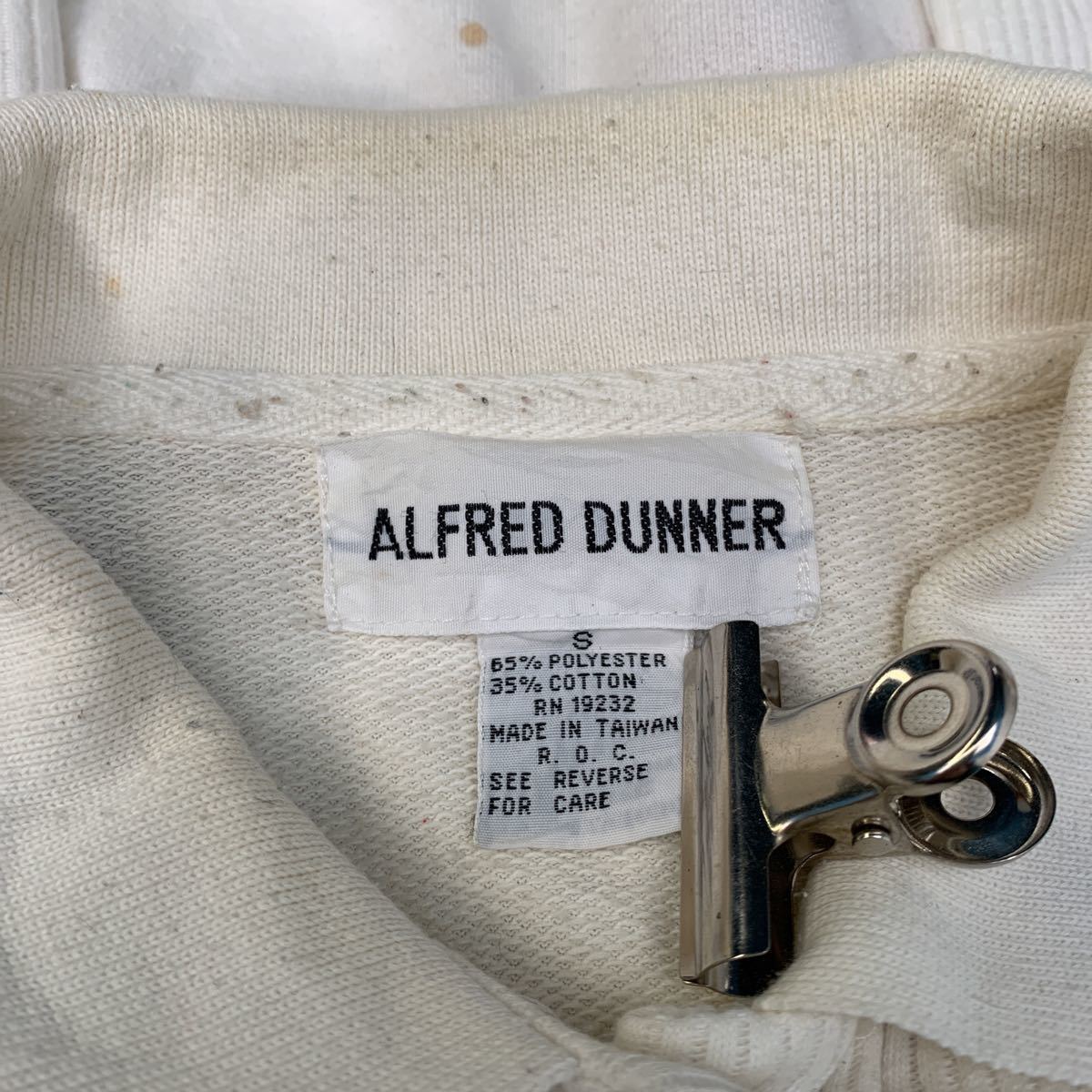 ALFRED DUNNER half button sweat pull over wi men's S ivory blue red retro old clothes . America buying up a502-5512